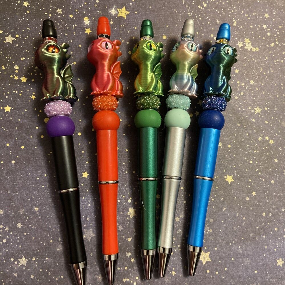 DIY Beadable Pens Colorful Dragon Beads Craft Lot 5 Kits Party Favors Extra Ink